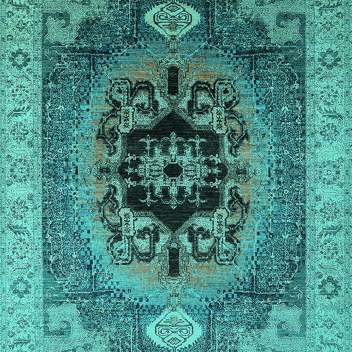 Machine Washable Oriental Turquoise Industrial Area Rugs, wshurb2650turq