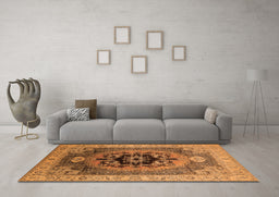 Machine Washable Oriental Orange Industrial Area Rugs in a Living Room, wshurb2650org