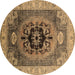 Round Oriental Brown Industrial Rug, urb2650brn