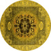 Round Oriental Yellow Industrial Rug, urb2650yw