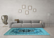 Machine Washable Oriental Light Blue Industrial Rug in a Living Room, wshurb2650lblu