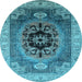 Round Oriental Light Blue Industrial Rug, urb2650lblu