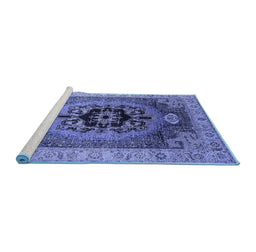 Sideview of Machine Washable Oriental Blue Industrial Rug, wshurb2650blu