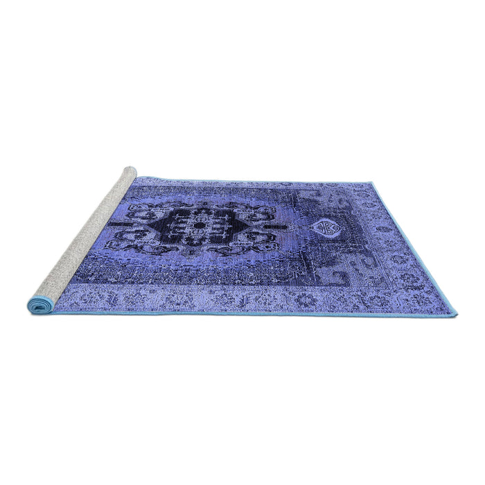 Sideview of Machine Washable Oriental Blue Industrial Rug, wshurb2650blu