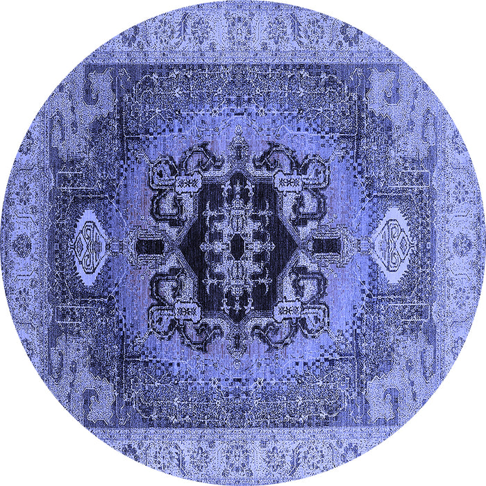 Round Oriental Blue Industrial Rug, urb2650blu
