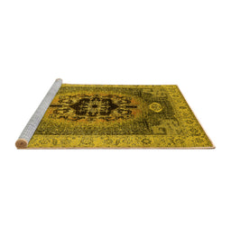 Sideview of Machine Washable Oriental Yellow Industrial Rug, wshurb2650yw