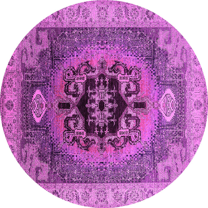 Round Machine Washable Oriental Pink Industrial Rug, wshurb2650pnk