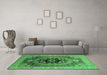 Machine Washable Oriental Emerald Green Industrial Area Rugs in a Living Room,, wshurb2650emgrn