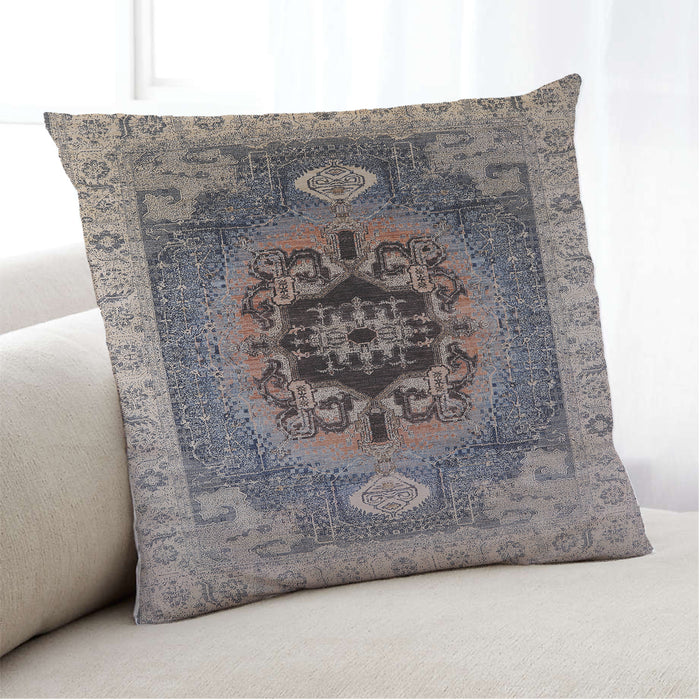 Lifestyle Image of Mid-Century Modern Urban Square Silver Pink Throw Pillow, 18 inch by 18 inch, pwurb2650