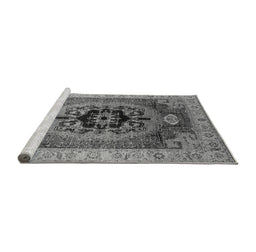 Sideview of Machine Washable Oriental Gray Industrial Rug, wshurb2650gry