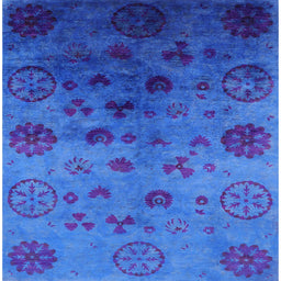 Square Machine Washable Industrial Modern Blue Orchid Blue Rug, wshurb2651