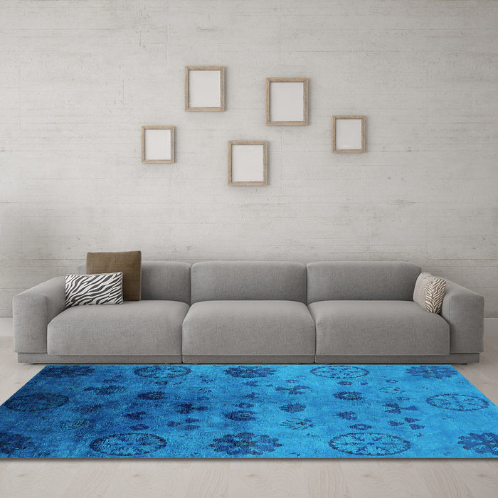 Machine Washable Oriental Turquoise Industrial Area Rugs in a Living Room,, wshurb2651turq