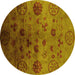 Round Oriental Yellow Industrial Rug, urb2651yw