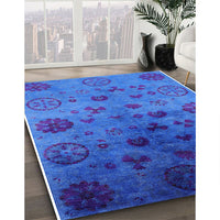 Mid-Century Modern Blue Orchid Blue Oriental Rug, urb2651