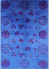 Machine Washable Industrial Modern Blue Orchid Blue Rug, wshurb2651