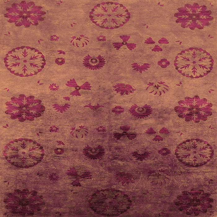 Square Machine Washable Oriental Orange Industrial Area Rugs, wshurb2651org