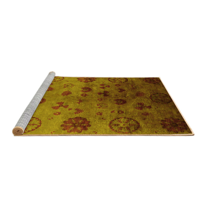 Sideview of Machine Washable Oriental Yellow Industrial Rug, wshurb2651yw