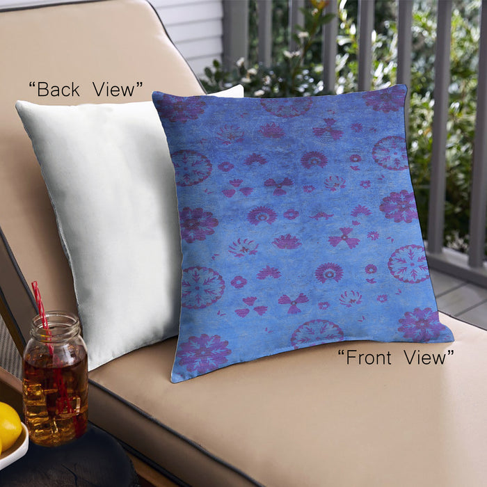 Front View of Mid-Century Modern Urban Square Blue Orchid Blue Throw Pillow, 18 inch by 18 inch, pwurb2651