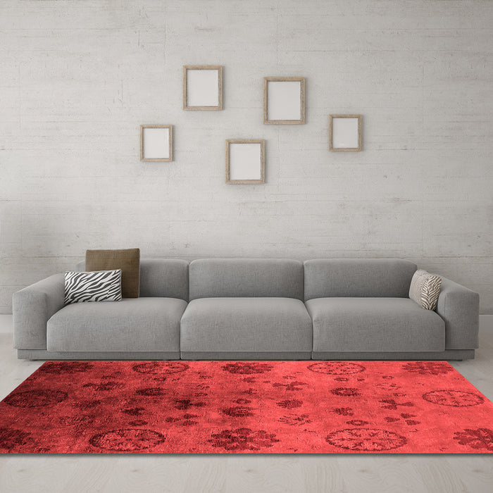 Industrial Red Washable Rugs