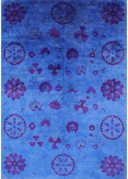 Mid-Century Modern Blue Orchid Blue Oriental Rug, urb2651