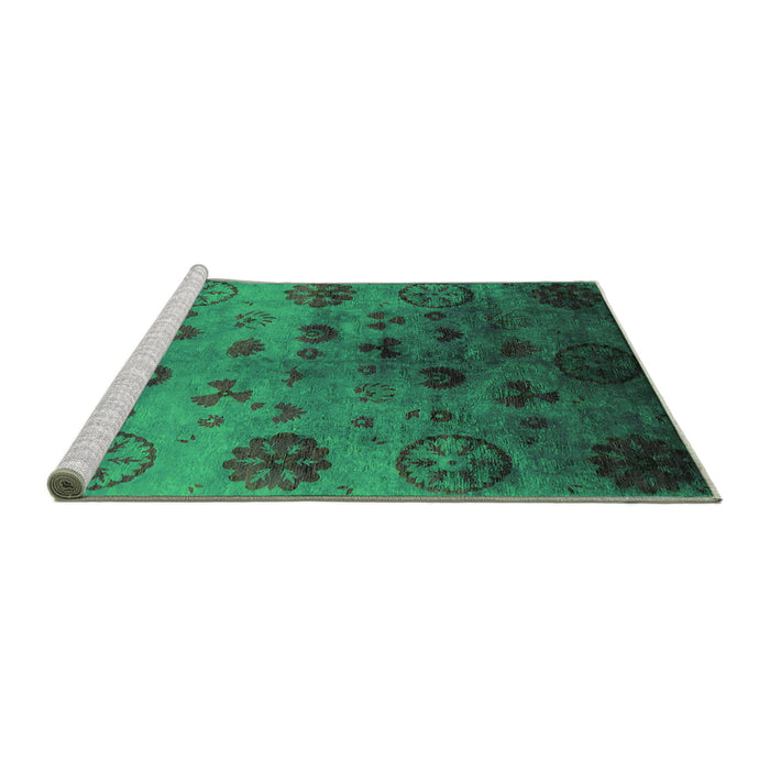 Sideview of Machine Washable Oriental Green Industrial Area Rugs, wshurb2651grn