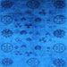 Square Machine Washable Oriental Light Blue Industrial Rug, wshurb2651lblu