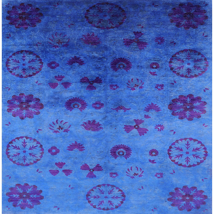 Square Mid-Century Modern Blue Orchid Blue Oriental Rug, urb2651