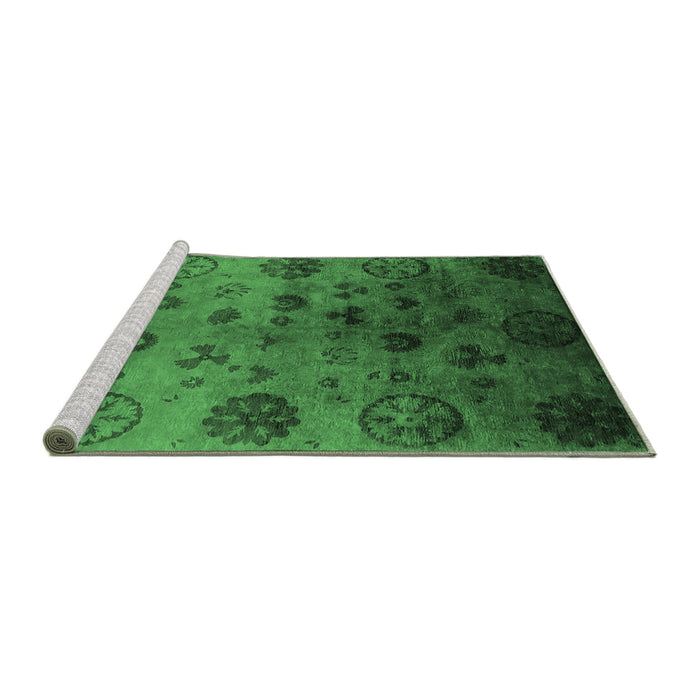 Sideview of Machine Washable Oriental Emerald Green Industrial Area Rugs, wshurb2651emgrn