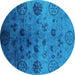 Round Oriental Turquoise Industrial Rug, urb2651turq