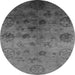 Round Machine Washable Oriental Gray Industrial Rug, wshurb2651gry