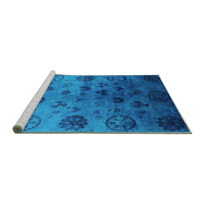 Sideview of Machine Washable Oriental Turquoise Industrial Area Rugs, wshurb2651turq