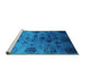 Sideview of Machine Washable Oriental Turquoise Industrial Area Rugs, wshurb2651turq