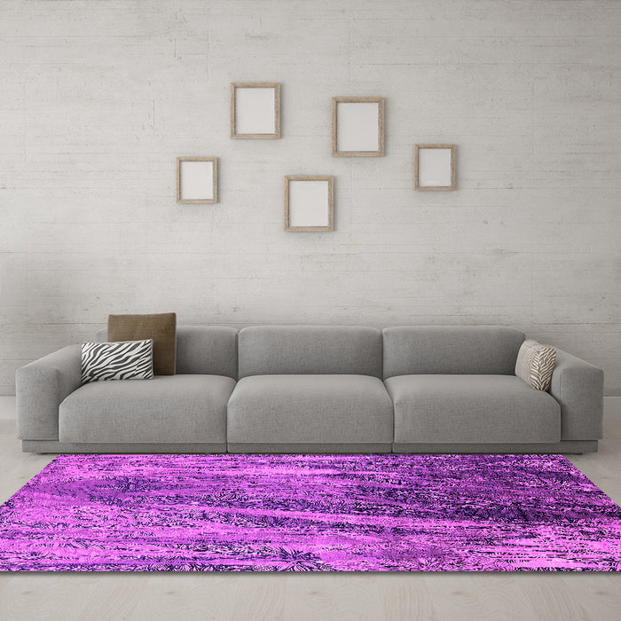 Machine Washable Oriental Pink Industrial Rug in a Living Room, wshurb2652pnk