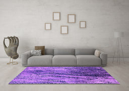Machine Washable Oriental Purple Industrial Area Rugs in a Living Room, wshurb2652pur