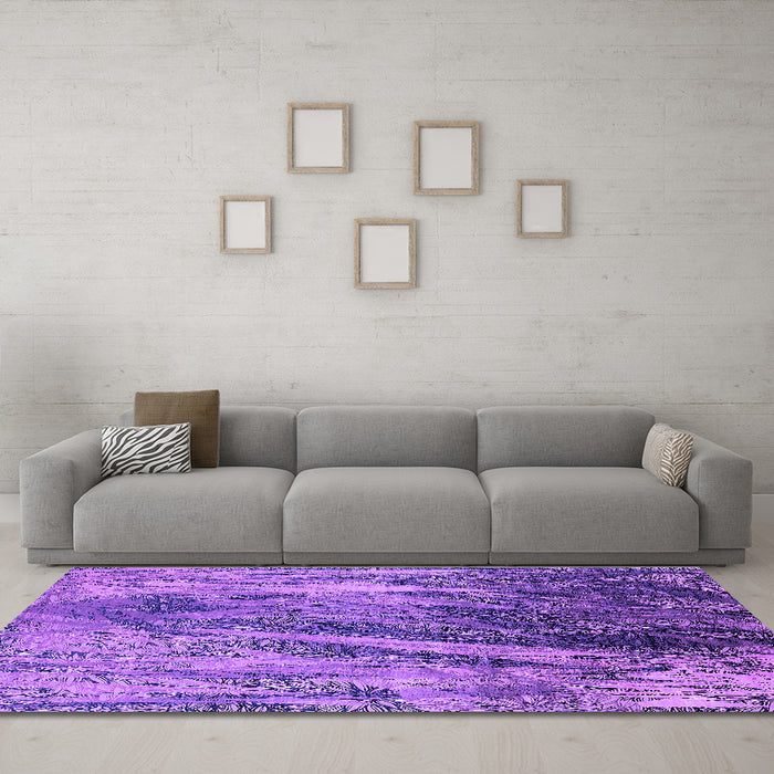 Machine Washable Oriental Purple Industrial Area Rugs in a Living Room, wshurb2652pur