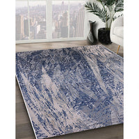 Mid-Century Modern Purple Navy Blue Oriental Rug, urb2652