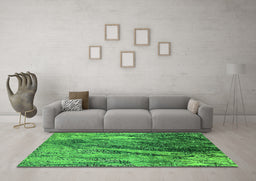 Machine Washable Oriental Green Industrial Area Rugs in a Living Room,, wshurb2652grn