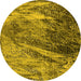 Round Oriental Yellow Industrial Rug, urb2652yw