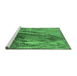 Sideview of Machine Washable Oriental Emerald Green Industrial Area Rugs, wshurb2652emgrn