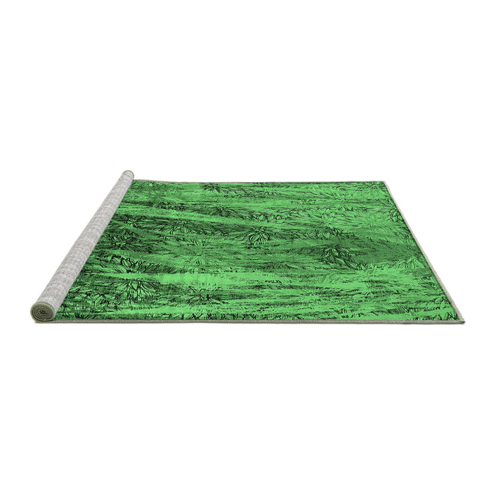 Sideview of Machine Washable Oriental Emerald Green Industrial Area Rugs, wshurb2652emgrn