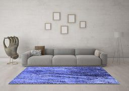 Machine Washable Oriental Blue Industrial Rug in a Living Room, wshurb2652blu