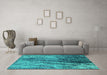 Machine Washable Oriental Turquoise Industrial Area Rugs in a Living Room,, wshurb2652turq