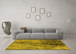 Machine Washable Oriental Yellow Industrial Rug in a Living Room, wshurb2652yw
