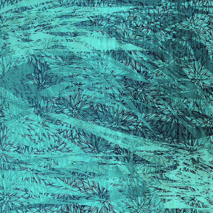 Square Oriental Turquoise Industrial Rug, urb2652turq