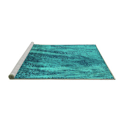 Sideview of Machine Washable Oriental Turquoise Industrial Area Rugs, wshurb2652turq