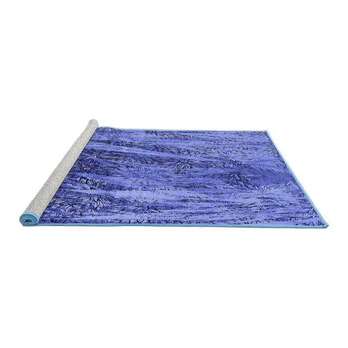 Sideview of Machine Washable Oriental Blue Industrial Rug, wshurb2652blu