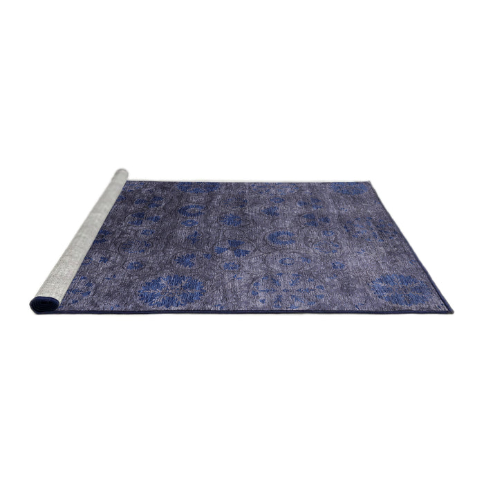 Sideview of Machine Washable Industrial Modern Blue Rug, wshurb2653