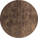 Round Oriental Brown Industrial Rug, urb2653brn