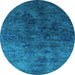 Round Oriental Light Blue Industrial Rug, urb2653lblu