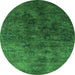 Round Oriental Green Industrial Rug, urb2653grn